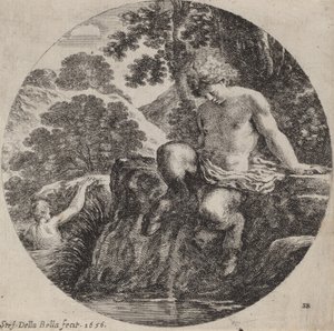 Nuori Satyr Bank of a Stream, 1656. tekijältä Stefano della Bella