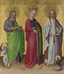 Pyhät Matteus, Katariina Aleksandrialainen ja evankelista Johannes, n. 1450