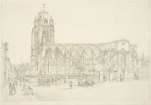 St Mary Redcliffe -kirkon etelänäkymä, n. 1835 (kynä paperille) tekijältä Stephen C. Jones