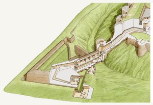 The Spur, Doverin linna, Kent, n.1800-2023 (tussi ja akvarelli) (tussi ja akvarelli) tekijältä Stephen Conlin