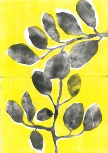 Kesäpuutarha IV, 2015 (monoprintti paperille) tekijältä Stephen Dow
