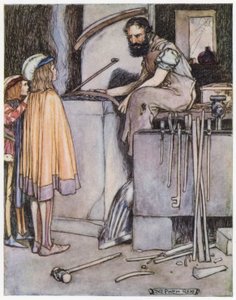 Kuvitus Siegfried the Dragon-Slayerille (väri litho) tekijältä Stephen Reid