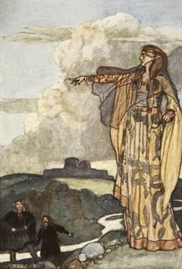 Macha kiroaa Ulsterin miehiä, kuvitus Eleanor Hullin (1860-1935) teoksesta "Cuchulain, The Hound of Ulster"