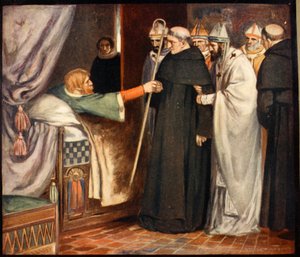 Saint Anselm, kuvitus Winifred M. Lettsin teoksesta "The Mighty Army", pub. 1912 (väri litho) tekijältä Stephen Reid