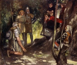 Saint Louis Ranskalainen Vincennesin metsässä (väri litho) tekijältä Stephen Reid