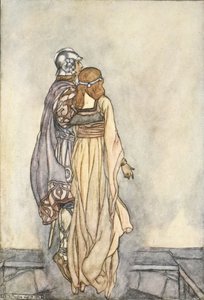 Ne nousivat ilmaan, kuva T.W.:n teoksesta The High Deeds of Finn, and other Bardic Romances of Ancient Ireland Rolleston (väri litho) tekijältä Stephen Reid