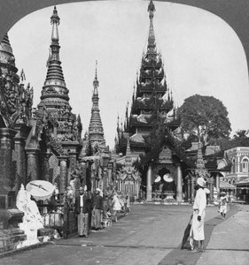 Lautta pitkin eteläiselle nousulle, Shwedagon Pagoda, Rangoon, Burma, 1908 tekijältä Stereo Travel Co