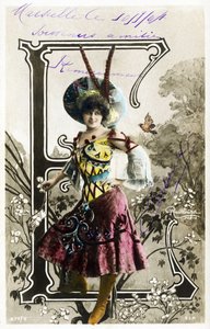 E : Constance Elise De Vere, ranskalainen näyttelijä, englantilainen, syntynyt Belgiassa - Theatre Marigny, Pariisi - Aakkoset postikortissa tekijältä Studio Reutlinger