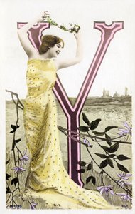 Y: Bianca Toledo, taiteilija, laulaja ja sevillalainen tanssija Belle Epoquesta - Casino de Paris, Folies Bergere - aakkoset postikortissa