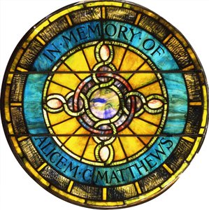 Tiffany Studiosin pyöreä lyijylasi-ikkuna (lyijylasi)