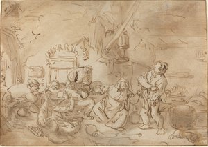 Tappelu majatalossa tekijältä Style of Adriaen van Ostade