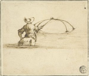 Kalastaja verkon kanssa tekijältä Style of Jacques Callot