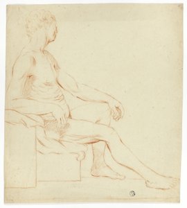 Istuva akateeminen miespuolinen alaston tekijältä Style of Jacques Louis David