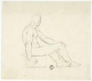 Istuva miespuolinen alaston tekijältä Style of Jacques Louis David