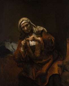 Vanha nainen leikkaa kynsiään, n. 1655-60.