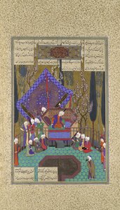 Zal Consults the Magi, Folio 73v Shahnama Book of Kingsistä..., n. 1530-35