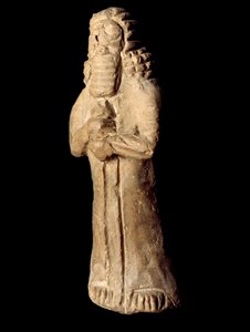 Sumerilainen sivilisaatio: terrakottapatsas suojaavasta henkistä, joka on sijoitettu talon perustusten alle. 8-7-luvulla eKr. Himmeä. 13 cm Bagdad, Irakin kansallinen museo