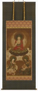 Buddhalainen kolmikko: Sakyamuni, Manjusri ja Samantabhadra, Edo-kausi, 1600-luvun puoliväli - 1700-luvun alku. tekijältä Sumiyoshi Gukei