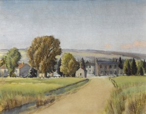 Tie kylään, n. 1900 (guassi paperilla) tekijältä Sunderland Rollinson