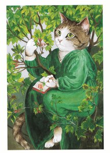 Kuvitus teoksesta Pre-Rafaliittikissat (julkaistu 1999). tekijältä Susan Herbert