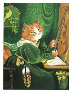 Kuvitus teoksesta Pre-Raphaelite Cats (julkaistu 1999). tekijältä Susan Herbert