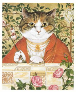 Kuvitus teoksesta Pre-Raphaelite Cats (julkaistu 1999). tekijältä Susan Herbert