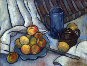 Omenat, teekannu ja kannu - Peinture de Suzanne Valadon (1865-1938), n. 1919 - Öljy kankaalle, 50,4x65,4 - Yksityiskokoelma tekijältä Suzanne Valadon
