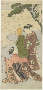 Matsukazen syksyinen kuuvalo, n. 1767 tekijältä Suzuki Harunobu