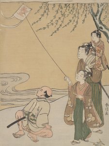 Leijanlentäminen, n. 1766, n. 1766. tekijältä Suzuki Harunobu