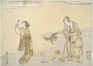 Raking Reeds: East Beauties on the Beach tekijältä Suzuki Harunobu