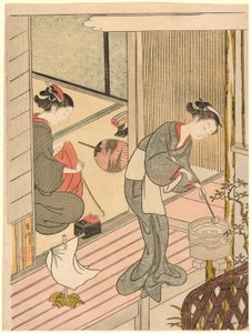 Returning Sails of the Towel Rack (Tenugui-kake no kihan), sarjasta "Kahdeksan näkymää salista (Zashiki hakkei)" tekijältä Suzuki Harunobu