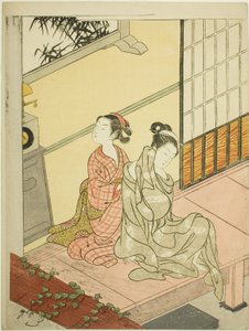 Kellon iltakello (Tokei no bansho), sarjasta "Kahdeksan näkymää salista (Zashiki hakkei)" tekijältä Suzuki Harunobu