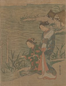 Kaksi nuorta naista rannalla, n. 1768, n. 1768. tekijältä Suzuki Harunobu