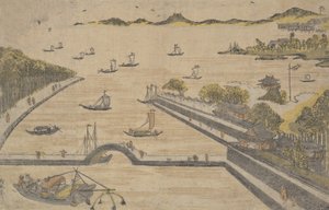 Näkymä Fukagawasta, Edo, vai mitä? 1764. , hyttynen. 1764. tekijältä Suzuki Harunobu