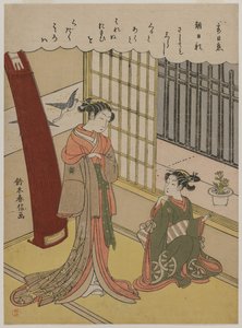 Nainen ja piikapalvelija, 1760-luvun loppu. tekijältä Suzuki Harunobu