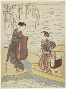 Naiset poistumassa veneestä, c. 1767 tekijältä Suzuki Harunobu