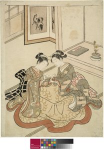 Nuoret naiset leikkivät kissan kehdolla, n. 1767-68 tekijältä Suzuki Harunobu