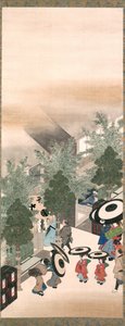 Yoshiwara ja Shinagawa, Edo-kausi (muste, väri ja kulta silkillä)