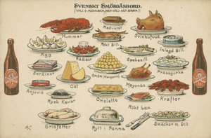 ruotsalainen smorgasbord (väri litho)