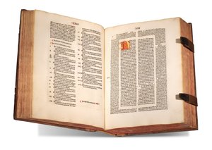 De civitate Dei, kommentit Thomas Waleys (k. ennen 1349) ja Nicolaus Trivet (1258?-1328), Augustinus Hippo, painettu 1489 (vellum) tekijältä Swiss School