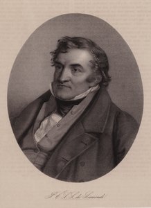 Jean Charles Leonard de Sismondi, sveitsiläinen historioitsija ja poliittinen taloustieteilijä (kaiverrus) tekijältä Swiss School