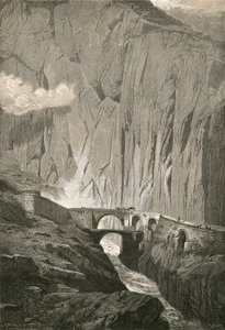 Devils Bridge.-St. Gothard Road, Schollenen rotko tekijältä Swiss School