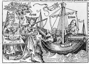Taikuri Circe muutti Ulysseksen ja hänen seuralaisensa sioiksi - Sebastian Munsterin "" Cosmographiassa", Basel 1558 tekijältä Swiss School