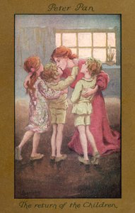 Peter Pan: Peter Pan: Lasten paluu (värilitografia). tekijältä Sybil Barham