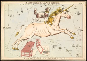 Monoceros, Canis Minor ja Atelier Typographique, n.1825 (kortti, paperi, kudos )
