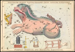 Psalterium Georgii, Fluvius Eridanus, Cetus, Officina Sculptories, Fornax Chemica ja Machina Electrica, n.1825 (kortti, paperi, kudos).