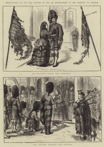 79. Highlandersin vanhojen värien esittely Hänen Majesteetilleen Osbornessa tekijältä Sydney Prior Hall