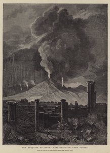 Vesuviuksen purkaus, näkymä Pompejista tekijältä Sydney Prior Hall