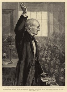 Mid-Lothian Campaign 1892, herra Gladstone puhui kokouksessa Music Hallissa Edinburghissa 30. kesäkuuta tekijältä Sydney Prior Hall