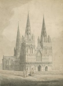 Lichfield Cathedral - West Front: seepiapiirros, nd [1782]